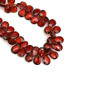 Garnet Faceted Pear Beads, 6x4 mm To 7x5 mm, Natural Red Garnet Briolette Beads For Jewelry Making Gemstone Beads, 18 Inches Full Strand