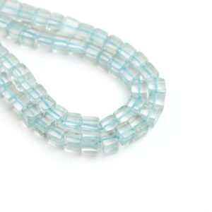 Aquamarine Smooth Cube Beads, 5 mm To 5.5 mm, Square Aquamarine Beads, Aquamarine Beads For Jewelry Making Gemstone Beads 16 Inch Strand