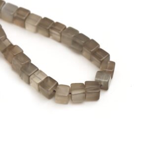Gray Moonstone Smooth Cube Beads, 5 mm, Square Moonstone Beads, Moonstone Beads For Jewelry Making Gemstone Beads 16 Inch Strand