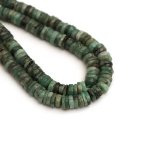 Natural Emerald Smooth Tyre Beads, 5.5 mm To 6 mm, Emerald Coin Beads, Green Emerald Jewelry Making, Birthstone Beads, 16 Inch Strand