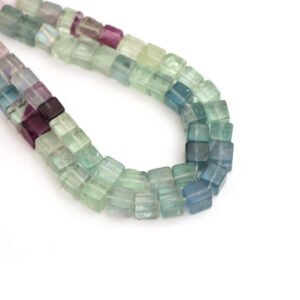Multi Fluorite Smooth Cube Beads, 5 mm To 5.5 mm, Square Fluorite Beads, Fluorite Beads Jewelry Making Gemstone ,16 Inches Strand