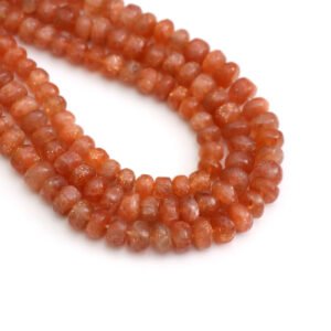 Sunstone Smooth Rondelle Beads, 6 mm To 8 mm, Natural Orange Sunstone Beads, Sunstone Beads for Jewelry Making Gemstone, 16 Inches