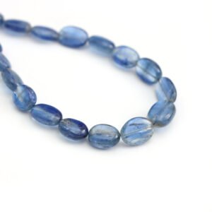 Kyanite Smooth Oval Beads, 5x6 mm To 7.5x10.5 mm, Natural Blue Kyanite Beads, Kyanite Beads for Jewelry Making Gemstone Beads, 17 Inches