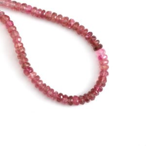 Natural Pink Tourmaline Faceted Rondelle Beads, 4 mm To 5 mm, Tourmaline Beads for Jewelry Making Gemstone Beads, 17 Inches Full Strand