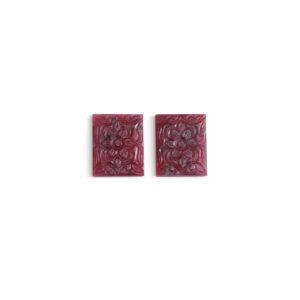 Natural Ruby Rectangle Shaped Carving Loose Gemstone, 19x23 mm, Ruby Fancy Carving, Ruby Carving Loose For Jewelry Making Gemstone, 1 Pieces