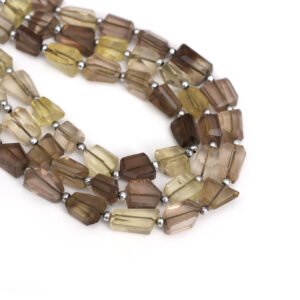 Bi Color Lemon Quartz Quartz Faceted Tumble Beads, 7x9 mm To 10x12 mm, Lemon Quatz Freeform Nugget for Jewelry Gemstone, 10 Inch Strand