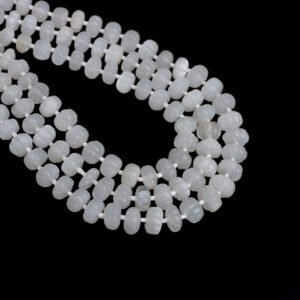 White Moonstone Carving Rondelle Beads, 5.5 mm To 10 mm, Moonstone Melon Beads for Jewelry Making Gemstone Necklace, 14 Inches To 18 Inches
