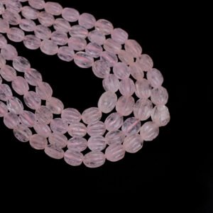 Natural Morganite Carving Oval Beads, 6.5x8.5 mm To 10.5x14 mm, Morganite Carved for Jewelry Making Gemstone Necklace, 18 Inch To 22 Inch