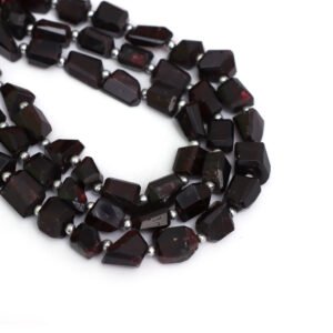 Garnet Faceted Nugget Beads, 7x9 mm To 10x14 mm, Natural Red Garnet Nuggets for Jewelry Making Gemstone Beads, 10 Inches