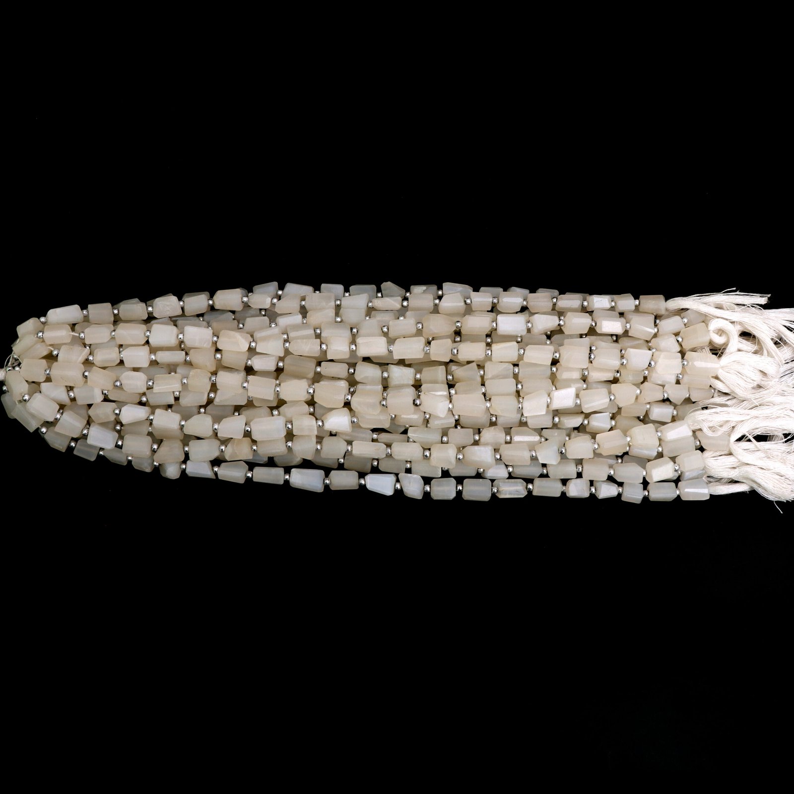 Natural White Moonstone Faceted Nugget Beads, 6x8 mm To 9x13 mm, Peach Moonstone Cylinder for Jewelry Making Gemstone Beads, 10 Inch Strand - Image 5