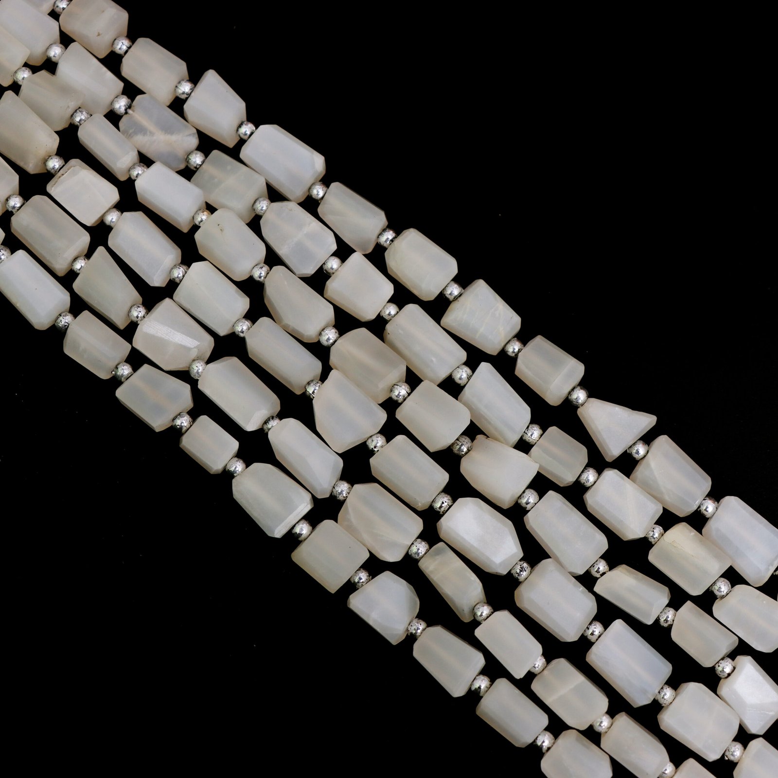 Natural White Moonstone Faceted Nugget Beads, 6x8 mm To 9x13 mm, Peach Moonstone Cylinder for Jewelry Making Gemstone Beads, 10 Inch Strand - Image 3