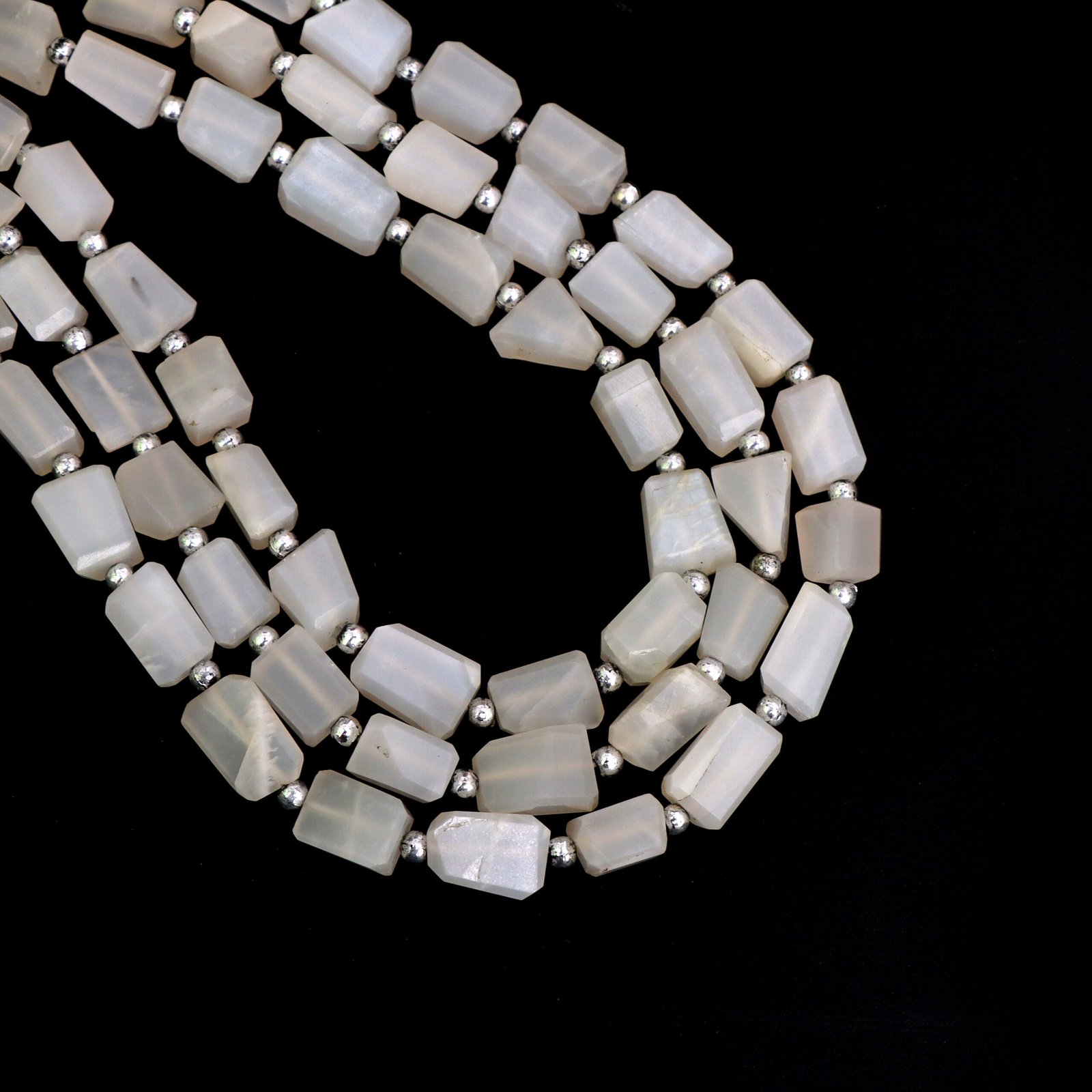 Natural White Moonstone Faceted Nugget Beads, 6x8 mm To 9x13 mm, Peach Moonstone Cylinder for Jewelry Making Gemstone Beads, 10 Inch Strand - Image 2