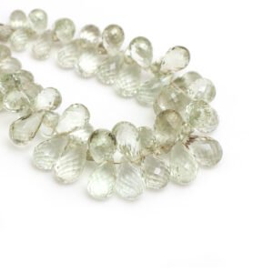 Natural Green Amethyst Faceted Drops Beads, 5x7 mm To 9x15 mm, Amethyst Drops Beads for Jewelry Making Gemstone Beads,7.5 Inches Full Strand