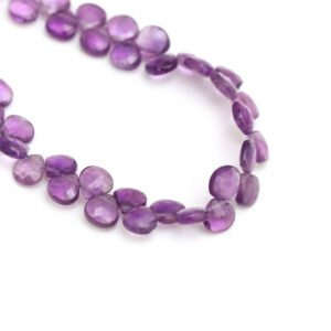 African Amethyst Faceted Heart Shape Beads, 6 mm, Natural Purple Amethyst Briolette for Jewelry Making Gemstone, 18 Inches Strand