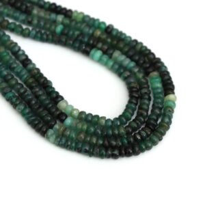 Emerald Smooth Rondelle Beads, 4 mm To 4.5 mm, Natural Green Emerald Gemstone Beads, Emerald Beads for Jewelry Making Gemstone Beads 14 Inch