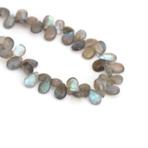 Labradorite Faceted Pear Beads, 5.5x9 mm To 6x10 mm, Labradorite Pear Jewelry Making Gemstone Beads, 8 Inches Full Strand
