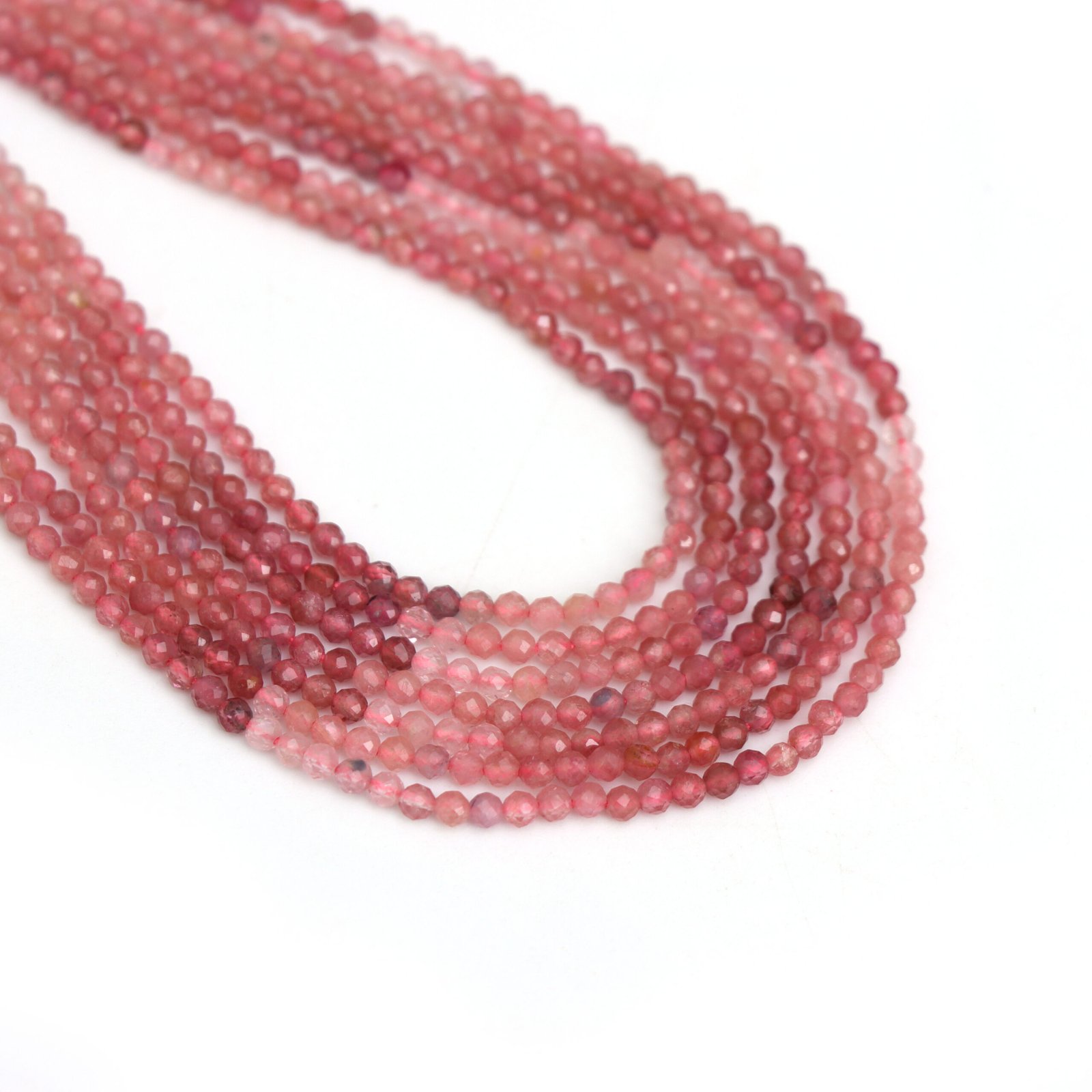 Pink Tourmaline Microfaceted Rondelle Beads, 2 mm, Pink Tourmaline Ombre Color Beads for Jewelry Making Gemstone Beads, 12 Inch Full Strand
