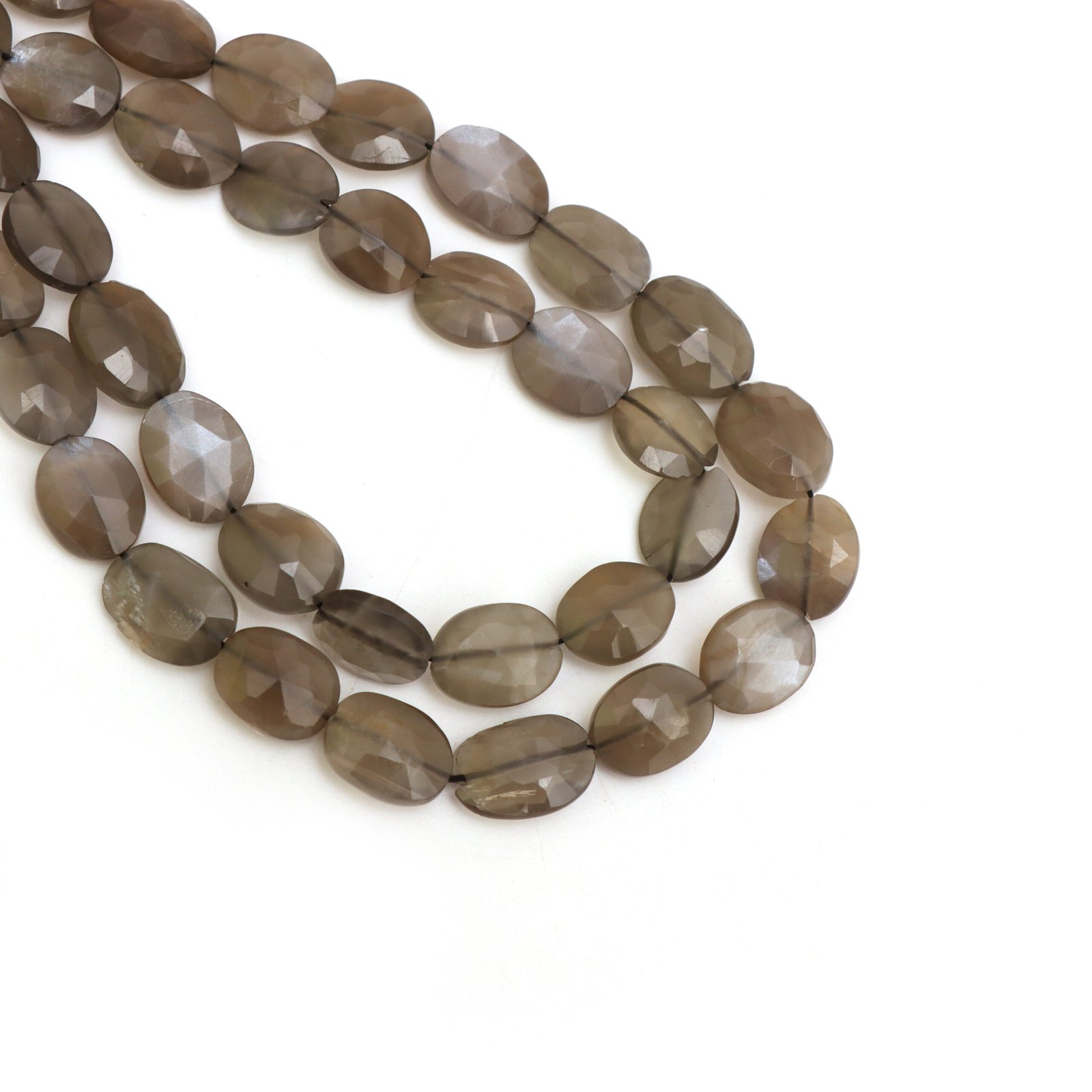 Gray Moonstone Faceted Oval Beads, 9x11mm To 10x13 mm, Natural Moonstone Gemstone Strand, Polished Grey Moonstone Beads for Jewelry Making - Image 2