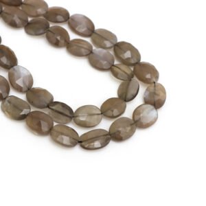 Gray Moonstone Faceted Oval Beads, 9x11mm To 10x13 mm, Natural Moonstone Gemstone Strand, Polished Grey Moonstone Beads for Jewelry Making