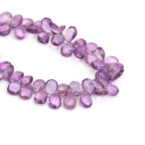 Amethyst Faceted Pear Beads, 6x9 mm To 7x11 mm, Natural Purple Amethyst Briolette Pear for Jewelry Making Gemstone, 8 Inches Strand