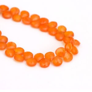 Orange Carnelian Faceted Heart Shape Gemstone Beads, 7.5x7.5 mm, Carnelian Gemstone Heart For Jewelry Making Gemstone Beads 8 Inches Strand