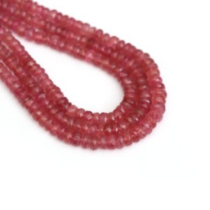 Natural Pink Tourmaline Faceted Rondelle Beads, 3 mm To 5 mm, Tourmaline Beads for Jewelry Making Gemstone Beads, 16 Inches Full Strand