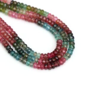 Natural Multi Tourmaline Faceted Rondelle Beads, 4 mm To 4.5 mm, Tourmaline Beads for Jewelry Making Gemstone Beads, 14 Inches Full Strand