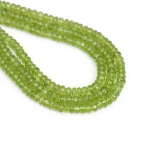 Natural Peridot Faceted Rondelle Beads, 5.5 mm, Genuine Green Peridot Gemstone Beads for Jewelry Making Gemstone, 14 Inch Full Strand