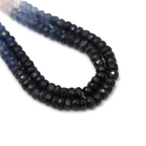 Blue Sapphire Faceted Rondelle Beads, 3.5 mm To 4 mm, Natural Blue Sapphire Shaded Beads for Jewelry Making Gemstone, 16 Inches Full Strand