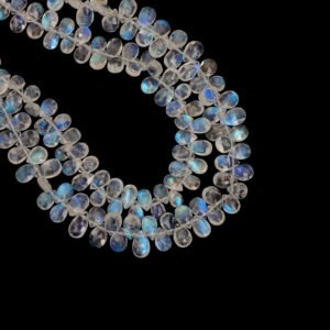 Natural Rainbow Moonstone Faceted Pear Beads, 4x6 mm To 5x7 mm, June Birthstone Beads for Jewelry Making, 9 Inches Strand, Gift For Her