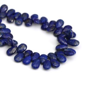 Natural Lapis Lazuli Faceted Pear Beads, 7x12 mm To 8x13 mm, Lapis Gemstone Pear Shape, Blue Lapis Loose Beads for Jewelry Making, 9 Inches