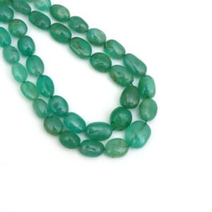 Emerald Smooth Oval Beads, 4x5 mm To 7x9 mm, Natural Green Emerald Gemstone Beads, Emerald Oval Shape Loose Beads for Jewelry Making 18 Inch