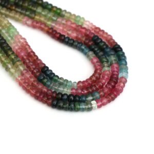 Multi Tourmaline Smooth Beads, 4 mm, Natural Multi-Color Tourmaline Rondelle Beads, Rainbow Tourmaline Jewelry Making Gemstone, 14 Inches