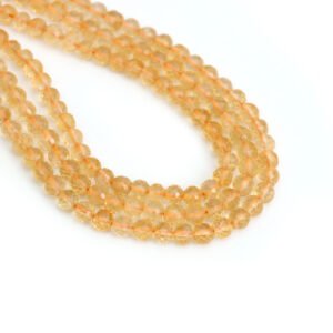 Citrine Faceted Balls Beads, 4.5 mm, Natural Golden Yellow Citrine Round Beads, Citrine for Jewelry Making, November Birthstone, 14 Inches