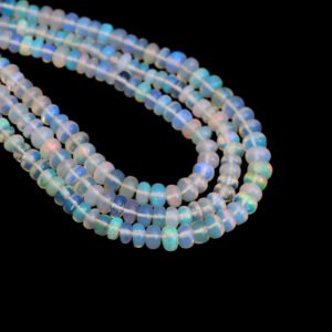Ethiopian Opal Smooth Beads, 3 mm To 4.5 mm, Natural Opal Rondelle Beads, Welo Opal Beads for Jewelry Making, October Birthstone, 16 Inches