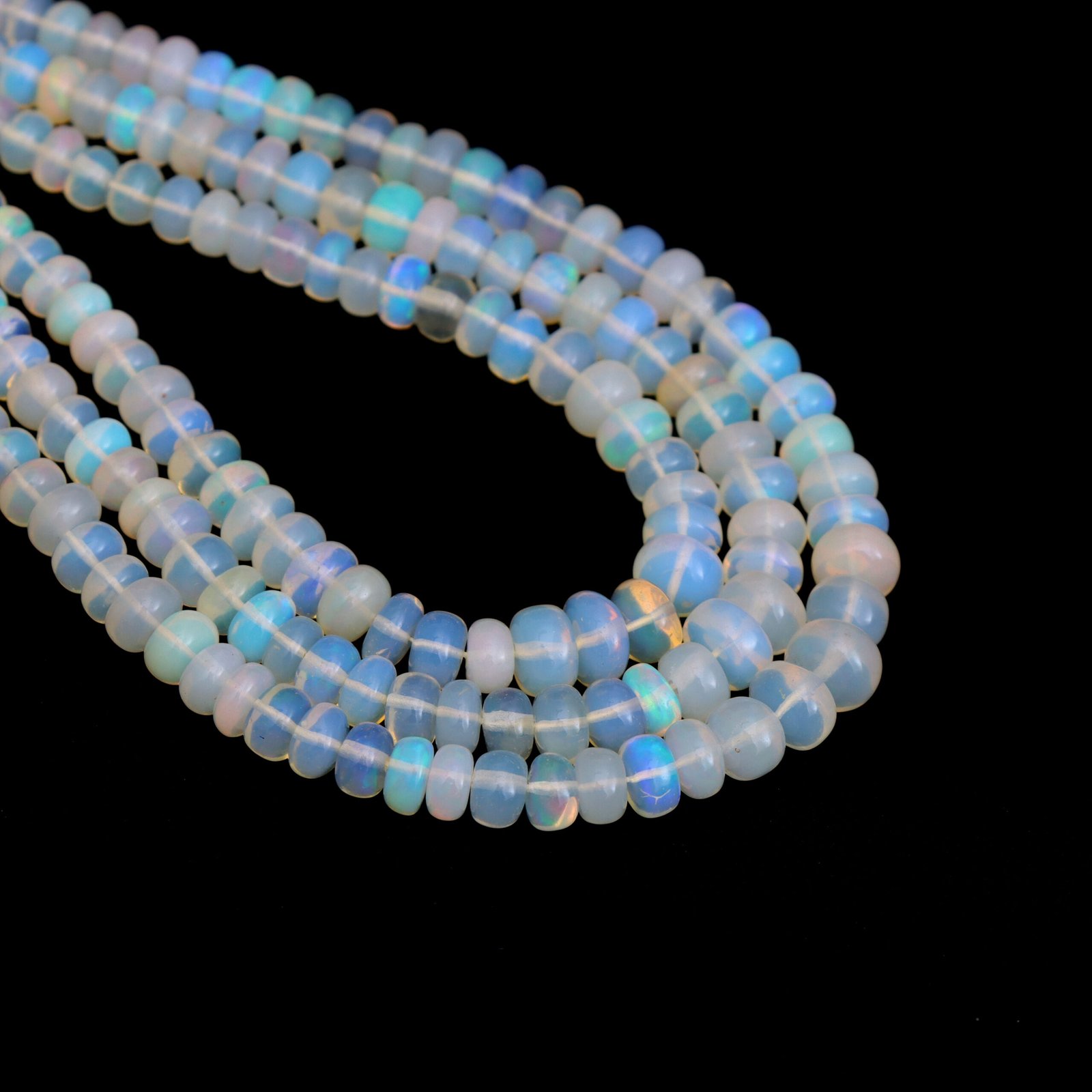 Ethiopian Opal Smooth Beads, 5 mm To 7 mm, Natural Opal Rondelle Beads, Welo Opal Beads for Jewelry Making, October Birthstone, 16 Inches