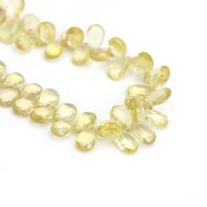 Natural Lemon Quartz Faceted Pear Beads, 7x11 mm To 8x12 mm, Lemon Quartz Gemstone Briolette For Jewelry Making Gemstone Beads 8 Inch Strand