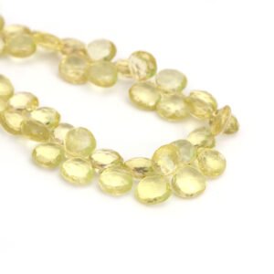 Natural Lemon Quartz Faceted Heart Shape Gemstone Beads, 10x10 mm, Lemon Quartz Gemstone Briolette For Jewelry Making Beads 8 Inches Strand