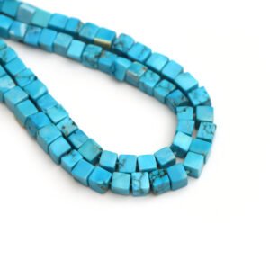 Synthetic Howlite Smooth Cube Beads, 4 mm, Cube Blue Howlite Beads, Howlite Beads For Jewelry Making Gemstone Beads 16 Inch Strand