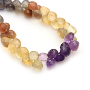 Mix Semi Faceted Onion Shape Beads, 7 mm To 10 mm, Mix Semi Onion Fancy Gemstone, Mix Semi Jewelry Making Gemstone Beads, 8 Inch Strand