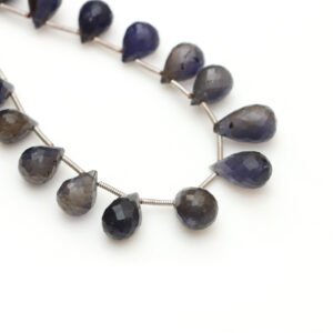 Iolite Faceted Briolette Drops Beads, 5.5x8 mm To 8x15 mm, Natural Iolite Drops Gemstone, Iolite Jewelry Making Beads, 8 Inches Full Strand