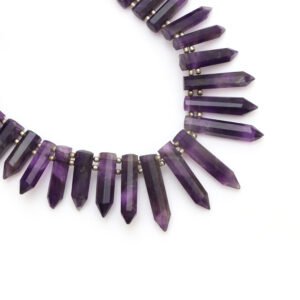 Amethyst Faceted Bullet Beads, 6x15.5 mm To 6x20 mm, Natural Amethyst Bullet Gemstone, Amethyst Jewelry Making Beads, 8 Inches Full Strand