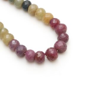 Multi Sapphire Faceted Rondelle Beads, 4.5 mm 11.5 mm, Multi-Color Sapphire Beads, Rainbow Sapphire Jewelry Making Gemstone Beads