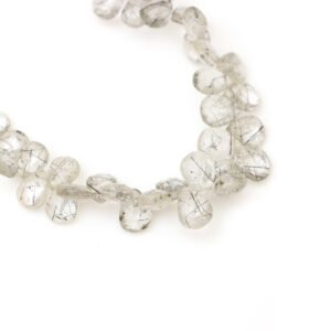 Black Rutile Faceted Pear Beads, 5x7 mm 8x10 mm, Natural Rutile Pear, Black Rutile Gemstone Jewelry Making Beads, 9 Inches Full Strand