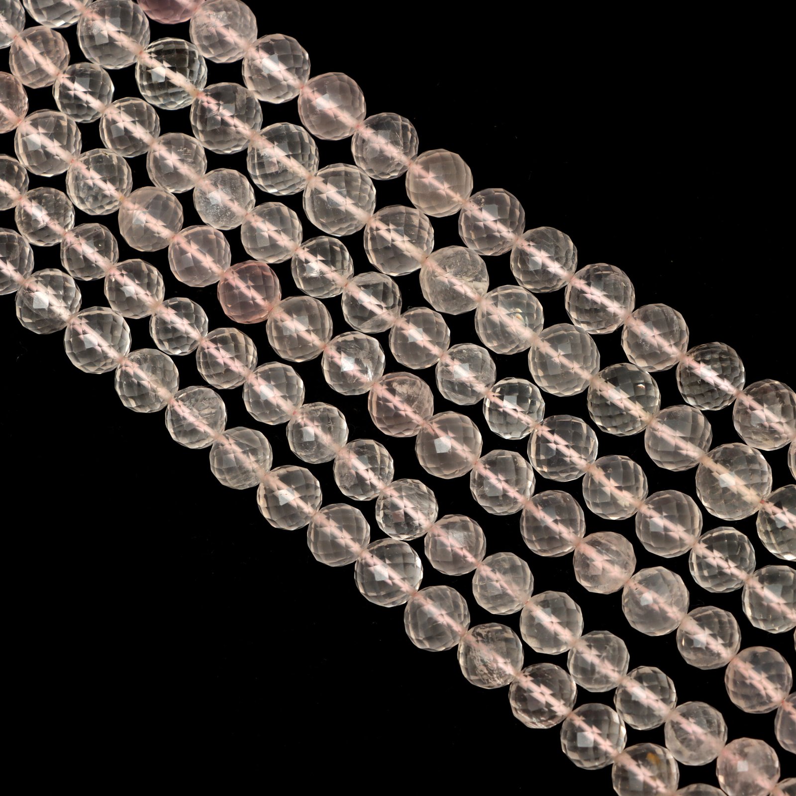 Natural Rose Quartz Faceted Round Balls Beads, 7 mm To 8.5 mm, Pink Rose Quartz Balls Jewelry Making Gemstone Beads, 8 Inches Full Strand - Image 4