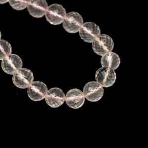 Natural Rose Quartz Faceted Round Balls Beads, 7 mm To 8.5 mm, Pink Rose Quartz Balls Jewelry Making Gemstone Beads, 8 Inches Full Strand