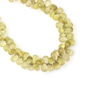 Natural Lemon Quartz Faceted Drops Beads, 4x7 mm To 6x10 mm, Lemon Quartz Briolette, Lemon Quartz Jewelry Making Gemstone Bead 7 Inch Strand