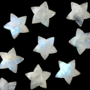 Natural Rainbow Moonstone Smooth Star Loose Gemstone, 14.5 mm To 15 mm, Rainbow Moonstone Star Jewelry Making Gemstone, (9 Pcs)